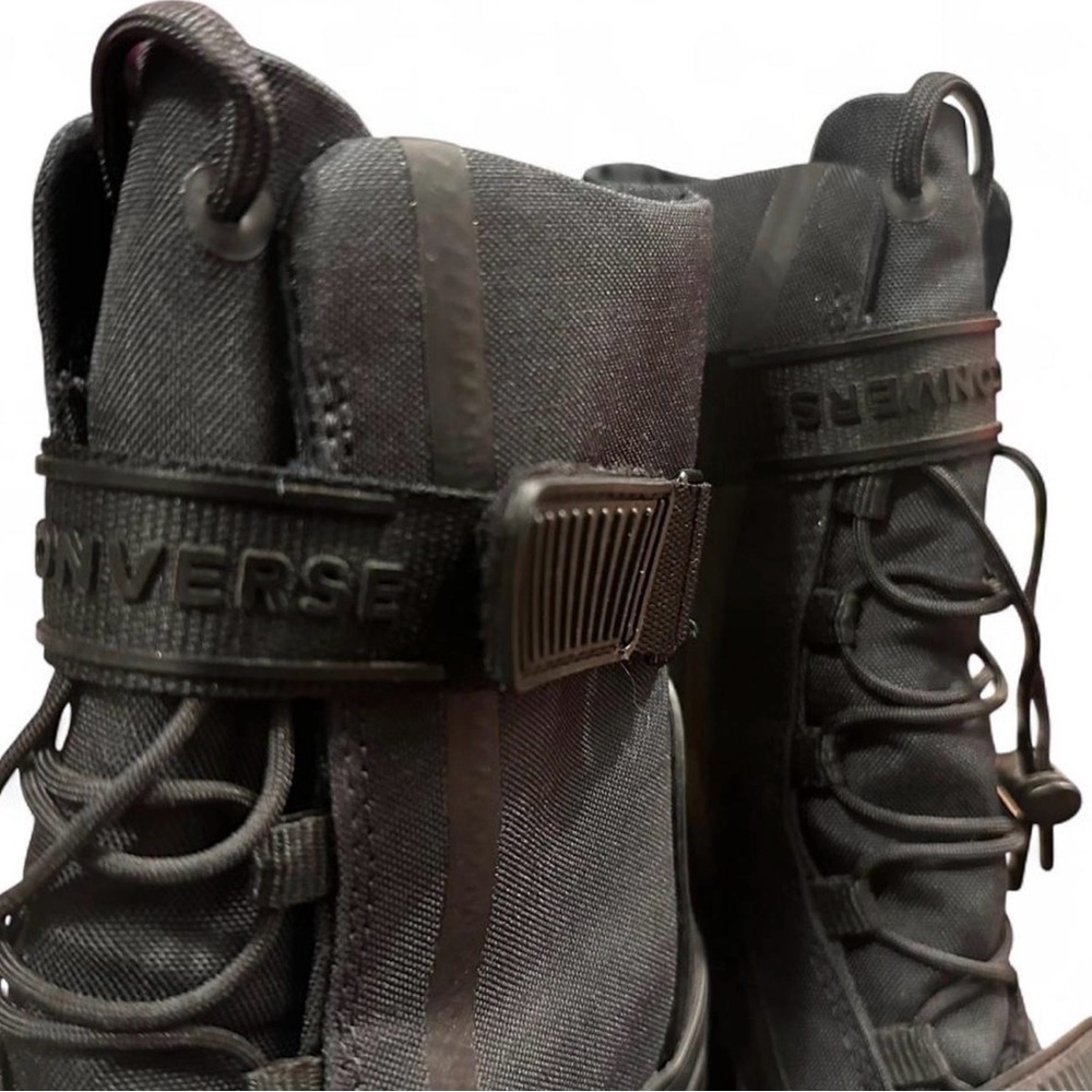 Converse Black Lace-Up Platform Ankle Boots with Brown Lug Sole - Picture 3 of 6
